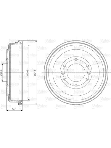 VALEO BRAKE SYSTEMS Bremstrommel 237056, Einbaulage: Hinterachse, Trommelaußendurchmesser [mm]: 343, Anzahl der Befestigungsbohrungen: 6 von VALEO