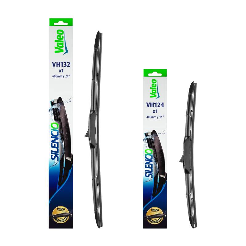 VALEO Silencio Wischer - Set aus Premium Ganzjahres-Originalausrüstungs-Ersatz-Hybrid-Wischerblättern VH132 + VH124 - Vorne, Länge: 600mm + 400mm - Set mit 2 Wischerblättern 574732 + 574724 von Valeo
