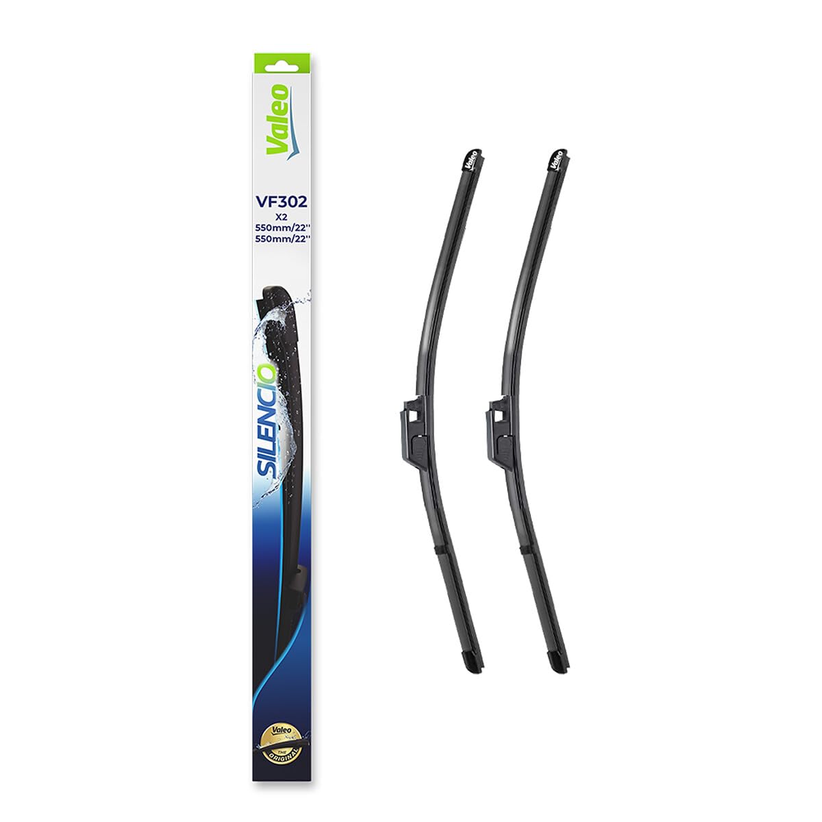 VALEO Silencio Wischer - VF302 - Leistungsstarke, hervorragende Sicht auf der Straße, einfache Montage - originale Flachblätter 550mm/550mm - Vorne - Set mit 2 Wischerblättern - 574303 VALEO Silencio Wischer - VF302 - Leistungsstarke, hervorragende Sicht auf der Straße, einfache Montage - originale Flachblätter 550mm/550mm - Vorne - Set mit 2 Wischerblättern - 574303 von VALEO