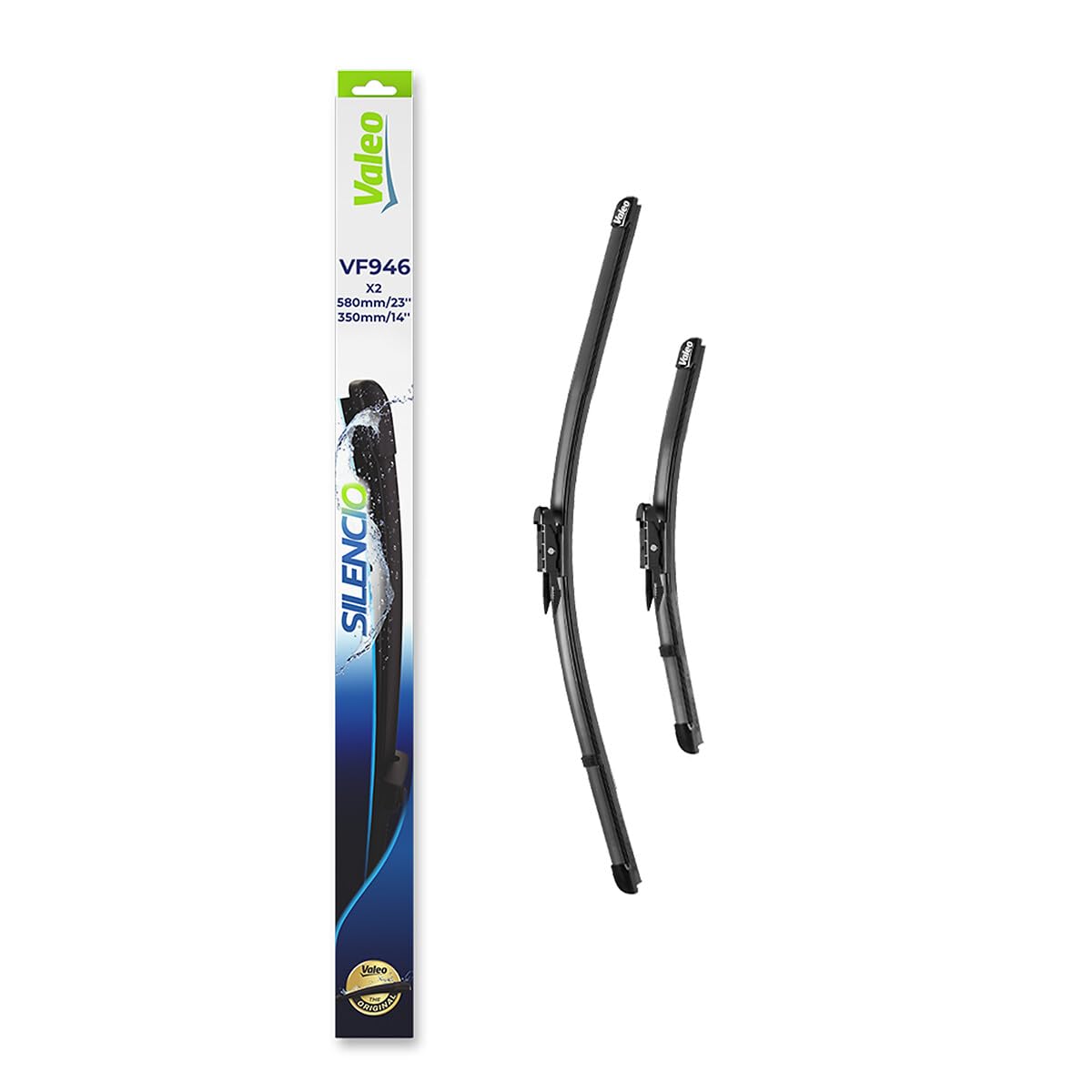 VALEO Silencio Wischer - VF946 - Leistungsstarke, hervorragende Sicht auf der Straße, einfache Montage - originale Flachblätter 580mm/350mm - Vorne - Set mit 2 Wischerblättern - 577946 VALEO Silencio Wischer - VF946 - Leistungsstarke, hervorragende Sicht auf der Straße, einfache Montage - originale Flachblätter 580mm/350mm - Vorne - Set mit 2 Wischerblättern - 577946 von VALEO