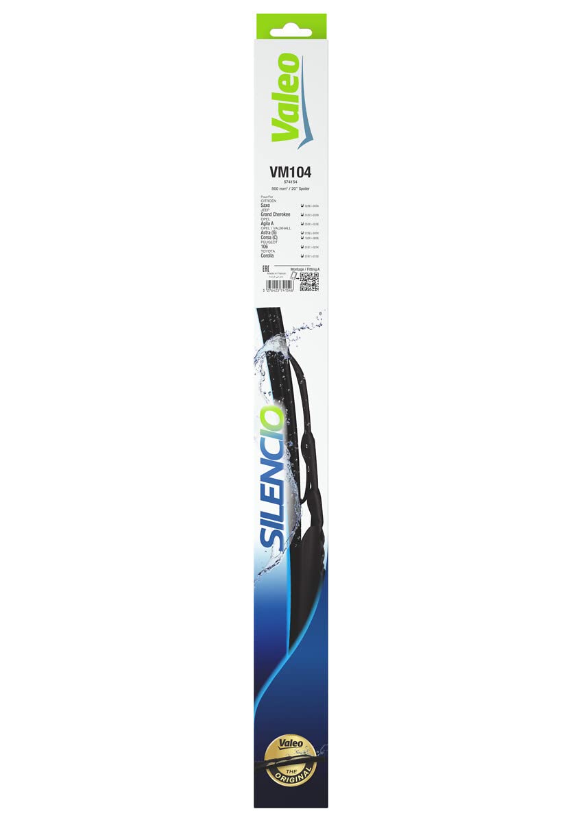 VALEO Silencio Wischer - VM201 - Set aus optimal aerodynamischen konventionellen Original Wischerblättern mit Spoiler - 575mm/575mm - Vorne - Set mit 2 Wischerblättern - 574160 VALEO Silencio Wischer - VM201 - Set aus optimal aerodynamischen konventionellen Original Wischerblättern mit Spoiler - 575mm/575mm - Vorne - Set mit 2 Wischerblättern - 574160 von Valeo