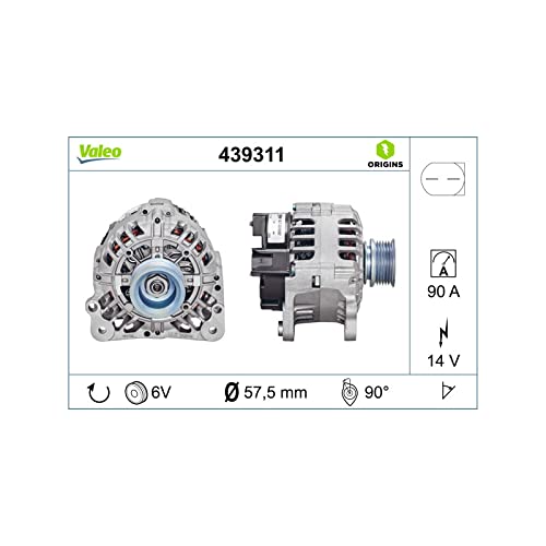 VALEO 439311 Generator Ladestrom des Generators: 90 Amp Rippen: 6 rippen Riemenscheibe Ø: 57,2 mm Spannung: 14 V Drehrichtung: CLOCKWISE VALEO 439311 Generator Ladestrom des Generators: 90 Amp Rippen: 6 rippen Riemenscheibe Ø: 57,2 mm Spannung: 14 V Drehrichtung: CLOCKWISE von Valeo