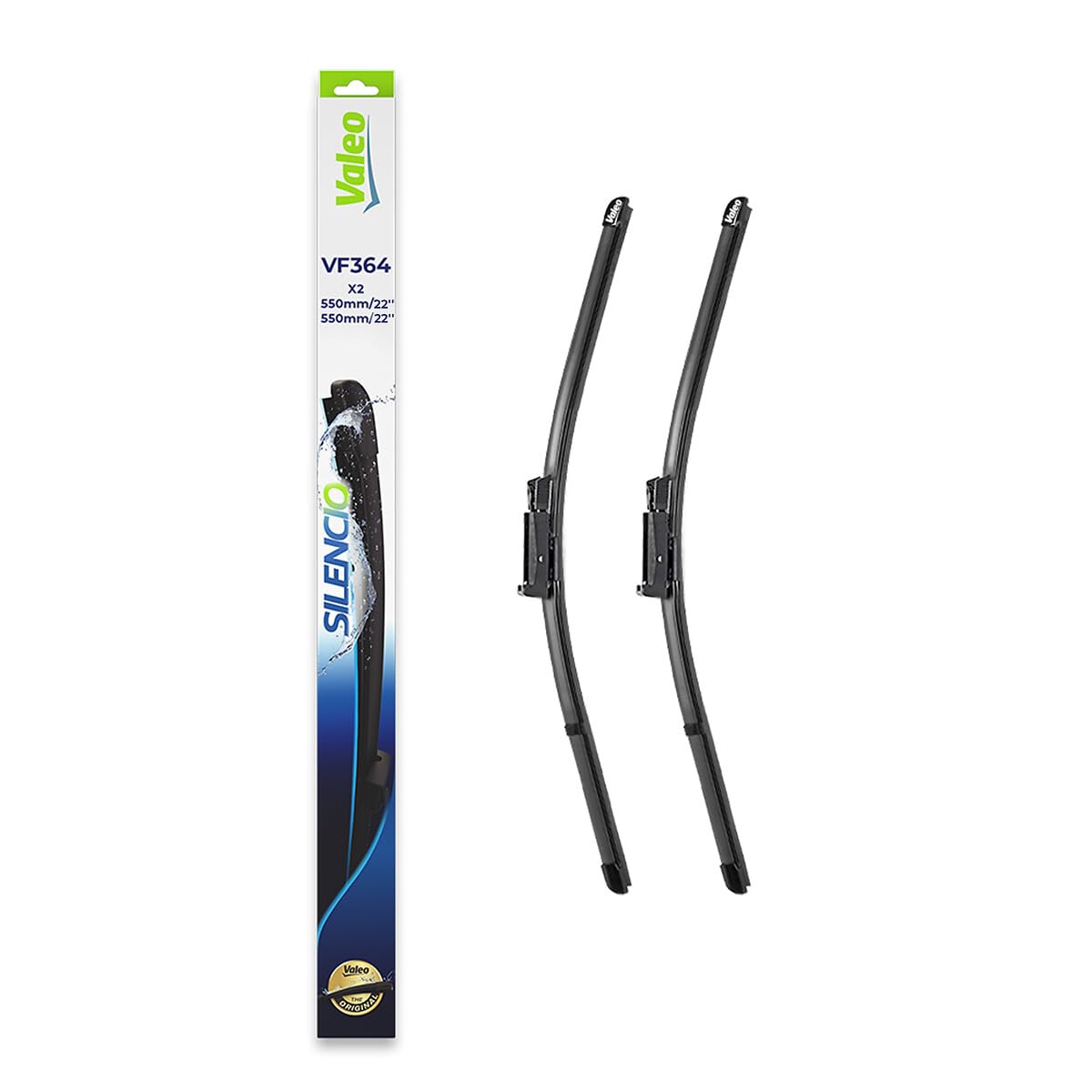 VALEO Silencio Wischer - VF364 - Leistungsstarke, hervorragende Sicht auf der Straße, einfache Montage - originale Flachblätter 550mm/550mm - Vorne - Set mit 2 Wischerblättern - 574464 VALEO Silencio Wischer - VF364 - Leistungsstarke, hervorragende Sicht auf der Straße, einfache Montage - originale Flachblätter 550mm/550mm - Vorne - Set mit 2 Wischerblättern - 574464 von VALEO