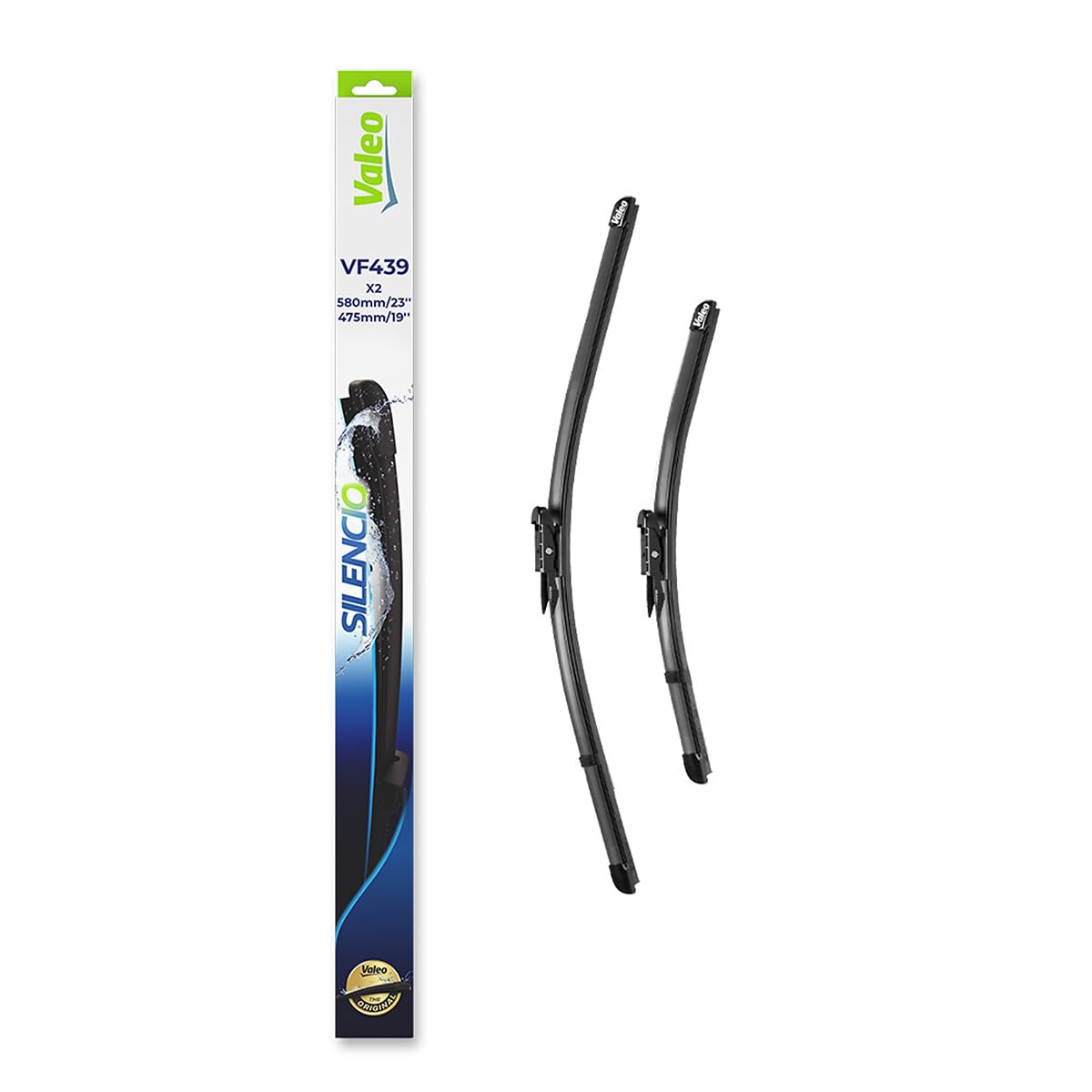VALEO Silencio Wischer - VF439 - Leistungsstarke, hervorragende Sicht auf der Straße, einfache Montage - originale Flachblätter 580mm/475mm - Vorne - Set mit 2 Wischerblättern - 574639 VALEO Silencio Wischer - VF439 - Leistungsstarke, hervorragende Sicht auf der Straße, einfache Montage - originale Flachblätter 580mm/475mm - Vorne - Set mit 2 Wischerblättern - 574639 von VALEO