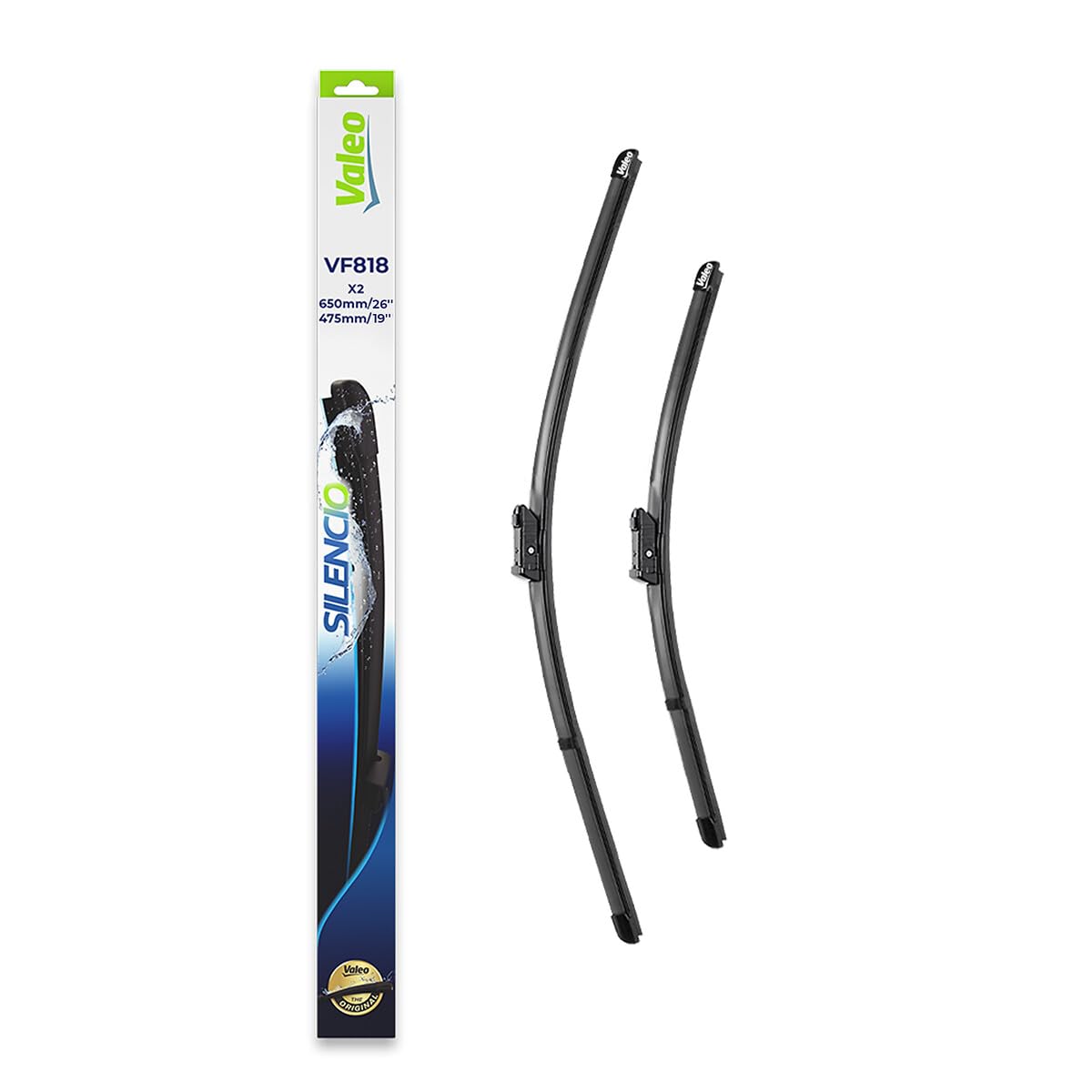 VALEO Silencio Wischer - VF818 - Leistungsstarke, hervorragende Sicht auf der Straße, einfache Montage - originale Flachblätter 650mm/475mm - Vorne - Set mit 2 Wischerblättern - 577818 VALEO Silencio Wischer - VF818 - Leistungsstarke, hervorragende Sicht auf der Straße, einfache Montage - originale Flachblätter 650mm/475mm - Vorne - Set mit 2 Wischerblättern - 577818 von Valeo