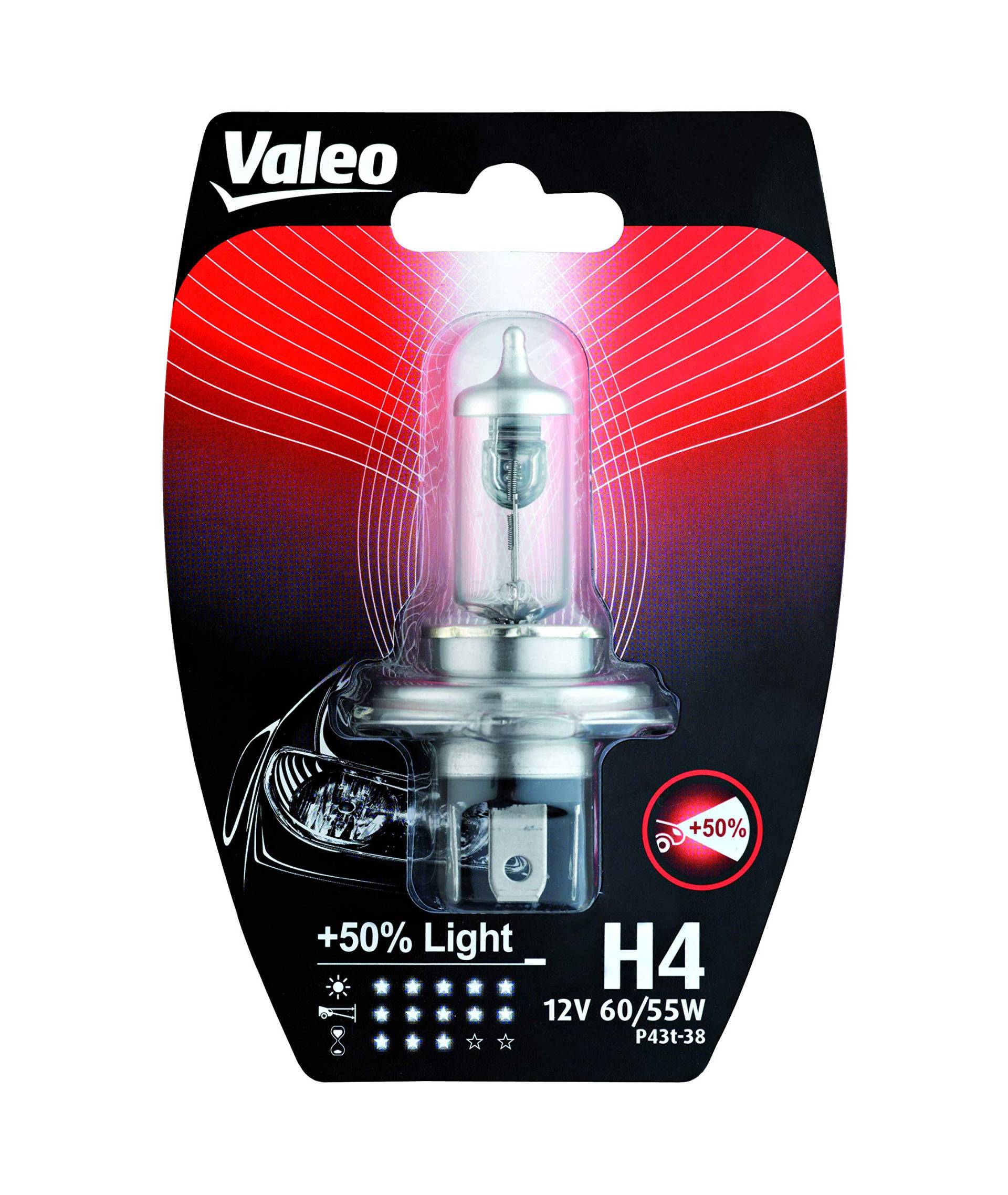 Valeo Halogen Glühlampe, H4-+ 50% Light-Blister x1, 32510 von Valeo