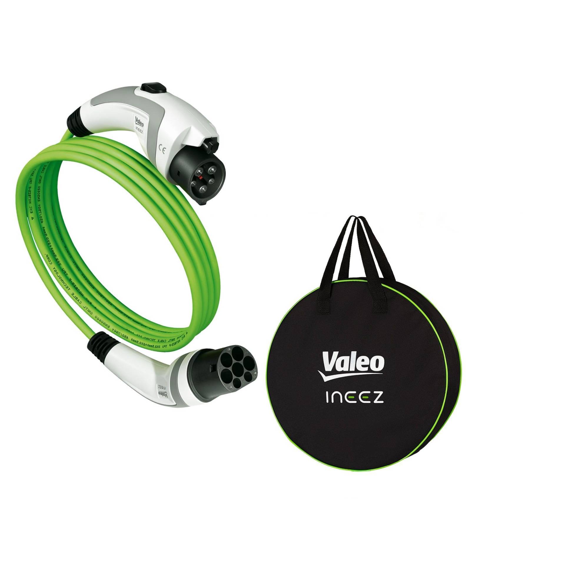 Valeo Ineez - 652100 - Ladekabel für Elektro- oder Plug-in-Hybrid-Fahrzeuge mit Transporttasche - Typ 2 auf Typ 1-3,7 kW - 5 Meter von Valeo