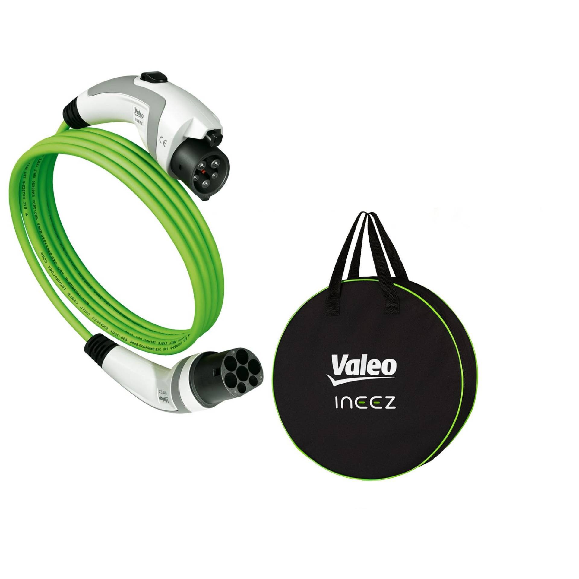 Valeo Ineez - 652106 - Ladekabel für Elektro- oder Plug-In-Hybrid-Fahrzeuge mit Transporttasche - Typ 2 auf Typ 1-3,7 kW - 10 Meter von Valeo