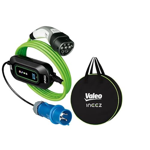 Valeo Ineez - 652113 - Mobiles Ladegerät für Elektro- oder Plug-In-Hybrid-Fahrzeuge mit Transporttasche - Wohnmobilstecker (CEE Blue) bis Typ 2-3,7 kW - 5 Meter von Valeo