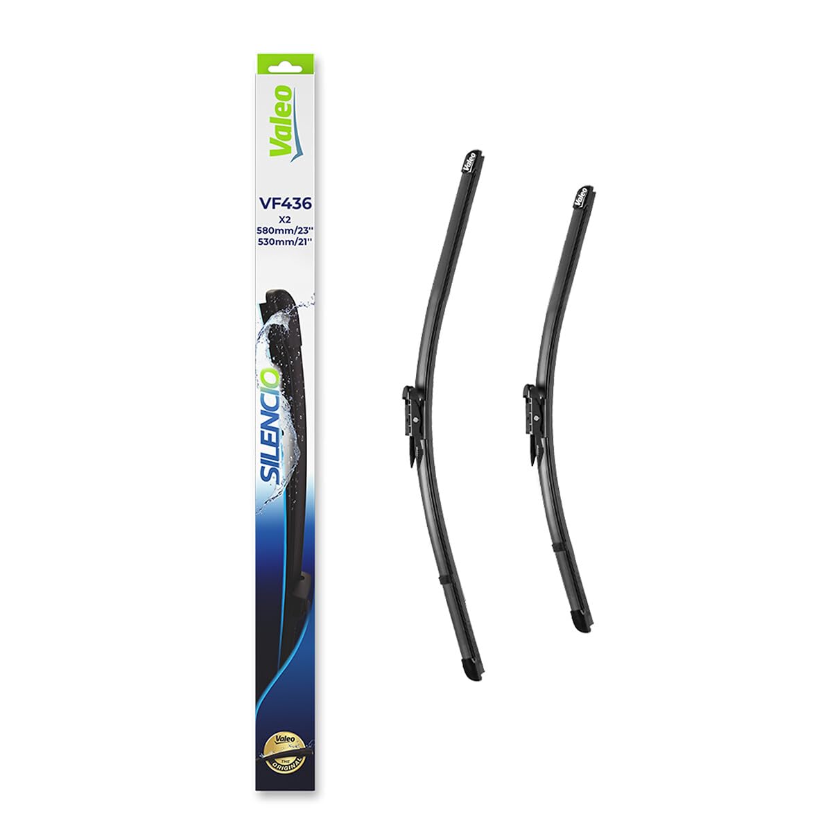 VALEO Silencio Wischer - VF436 - Leistungsstarke, hervorragende Sicht auf der Straße, einfache Montage - originale Flachblätter 580mm/530mm - Vorne - Set mit 2 Wischerblättern - 574636 VALEO Silencio Wischer - VF436 - Leistungsstarke, hervorragende Sicht auf der Straße, einfache Montage - originale Flachblätter 580mm/530mm - Vorne - Set mit 2 Wischerblättern - 574636 von VALEO