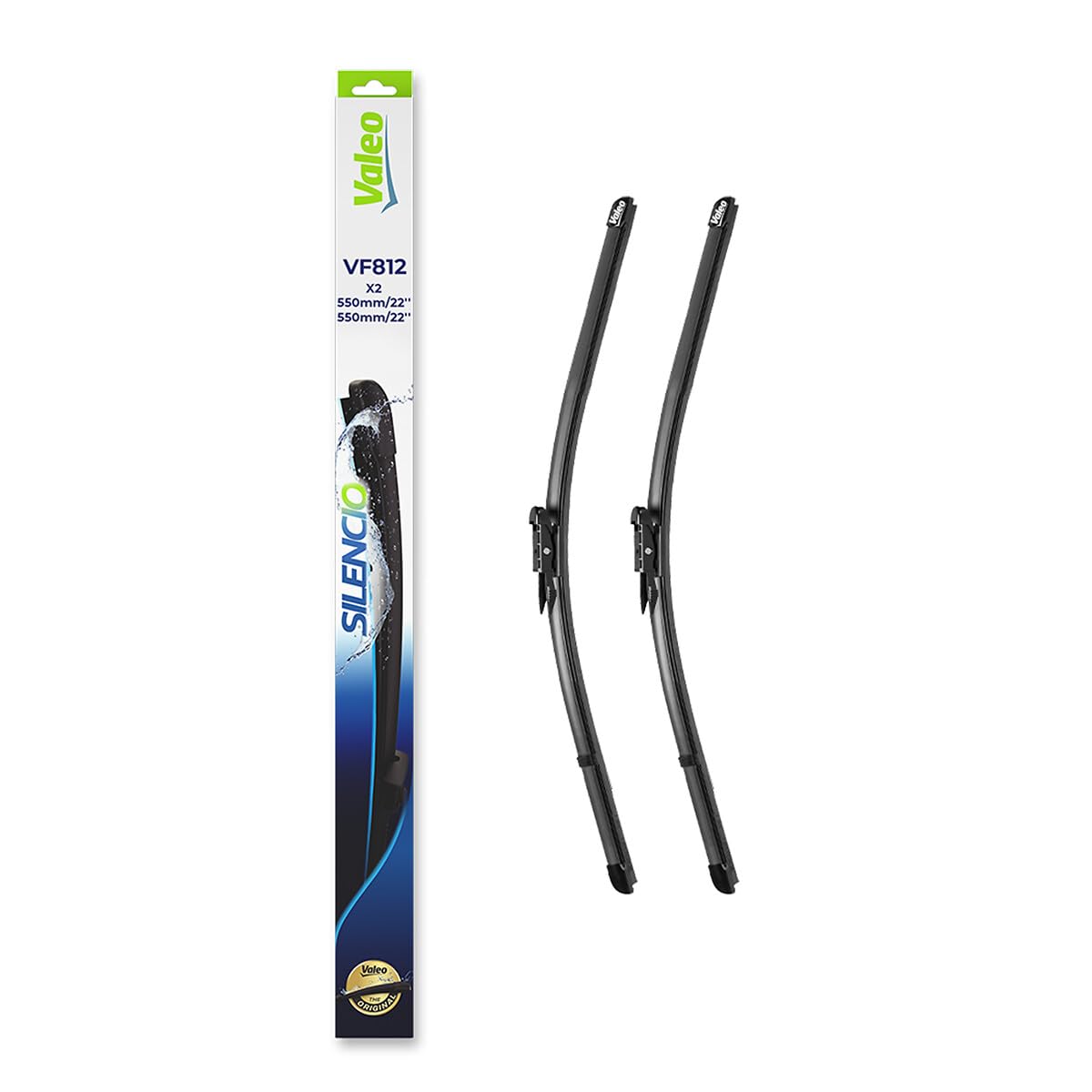 VALEO Silencio Wischer - VF812 - Leistungsstarke, hervorragende Sicht auf der Straße, einfache Montage - originale Flachblätter 550mm/550mm - Vorne - Set mit 2 Wischerblättern VALEO Silencio Wischer - VF812 - Leistungsstarke, hervorragende Sicht auf der Straße, einfache Montage - originale Flachblätter 550mm/550mm - Vorne - Set mit 2 Wischerblättern von VALEO