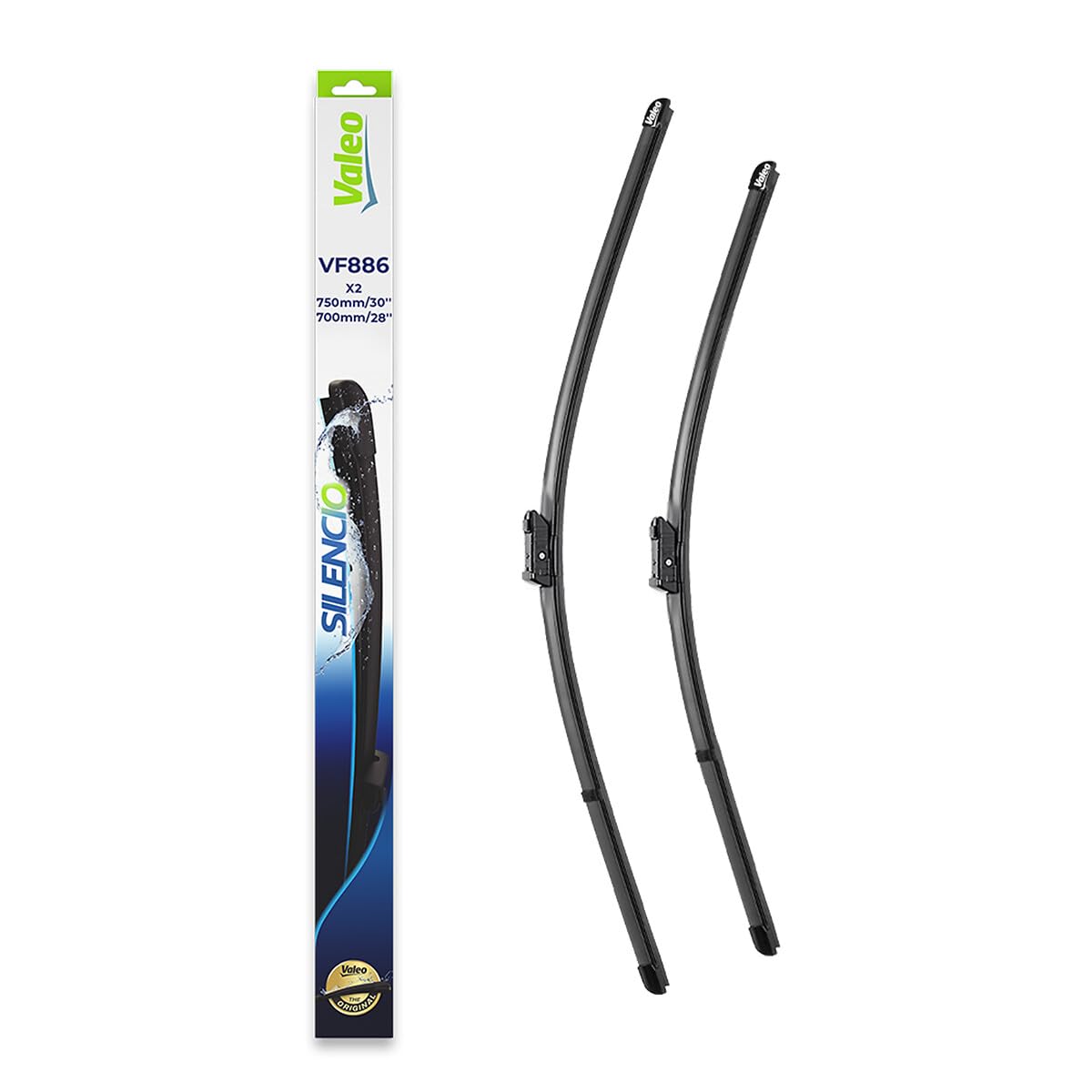VALEO Silencio Wischer - VF886 - Leistungsstarke, hervorragende Sicht auf der Straße, einfache Montage - originale Flachblätter 750mm/700mm - Vorne - Set mit 2 Wischerblättern - 577886 VALEO Silencio Wischer - VF886 - Leistungsstarke, hervorragende Sicht auf der Straße, einfache Montage - originale Flachblätter 750mm/700mm - Vorne - Set mit 2 Wischerblättern - 577886 von Valeo Service