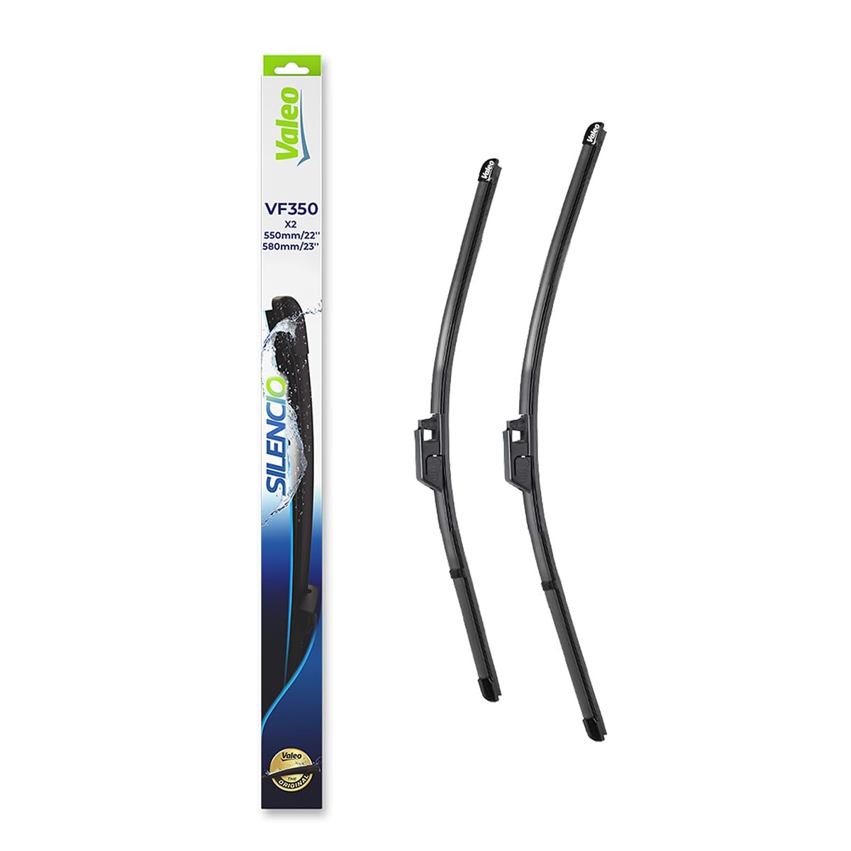 VALEO Silencio Wischer - VF350 - Leistungsstarke, hervorragende Sicht auf der Straße, einfache Montage - originale Flachblätter 550mm/580mm - Vorne - Set mit 2 Wischerblättern - 574305 VALEO Silencio Wischer - VF350 - Leistungsstarke, hervorragende Sicht auf der Straße, einfache Montage - originale Flachblätter 550mm/580mm - Vorne - Set mit 2 Wischerblättern - 574305 von VALEO
