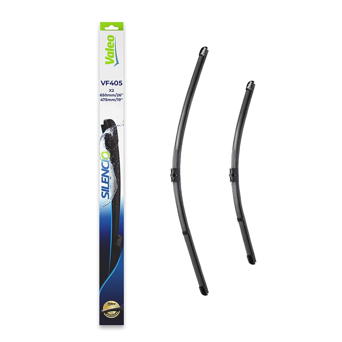 VALEO Silencio Wischer - VF405 - Leistungsstarke, hervorragende Sicht auf der Straße, einfache Montage - originale Flachblätter 650mm/475mm - Vorne - Set mit 2 Wischerblättern - 574314 VALEO Silencio Wischer - VF405 - Leistungsstarke, hervorragende Sicht auf der Straße, einfache Montage - originale Flachblätter 650mm/475mm - Vorne - Set mit 2 Wischerblättern - 574314 von Valeo