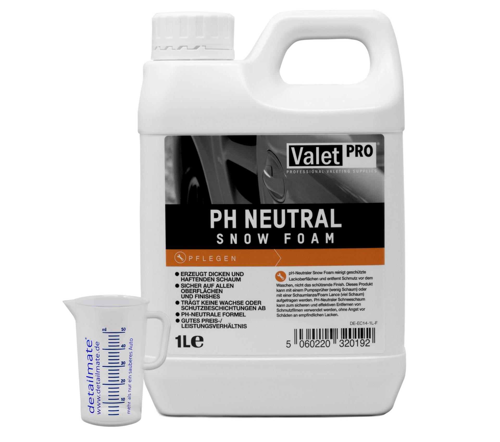 ValetPRO pH Neutral Snow Foam 1 Liter Schaum Schnee für Auto Wäsche Sprühschaum plus 1 Messbecher 50ml von detailmate von ValetPRO