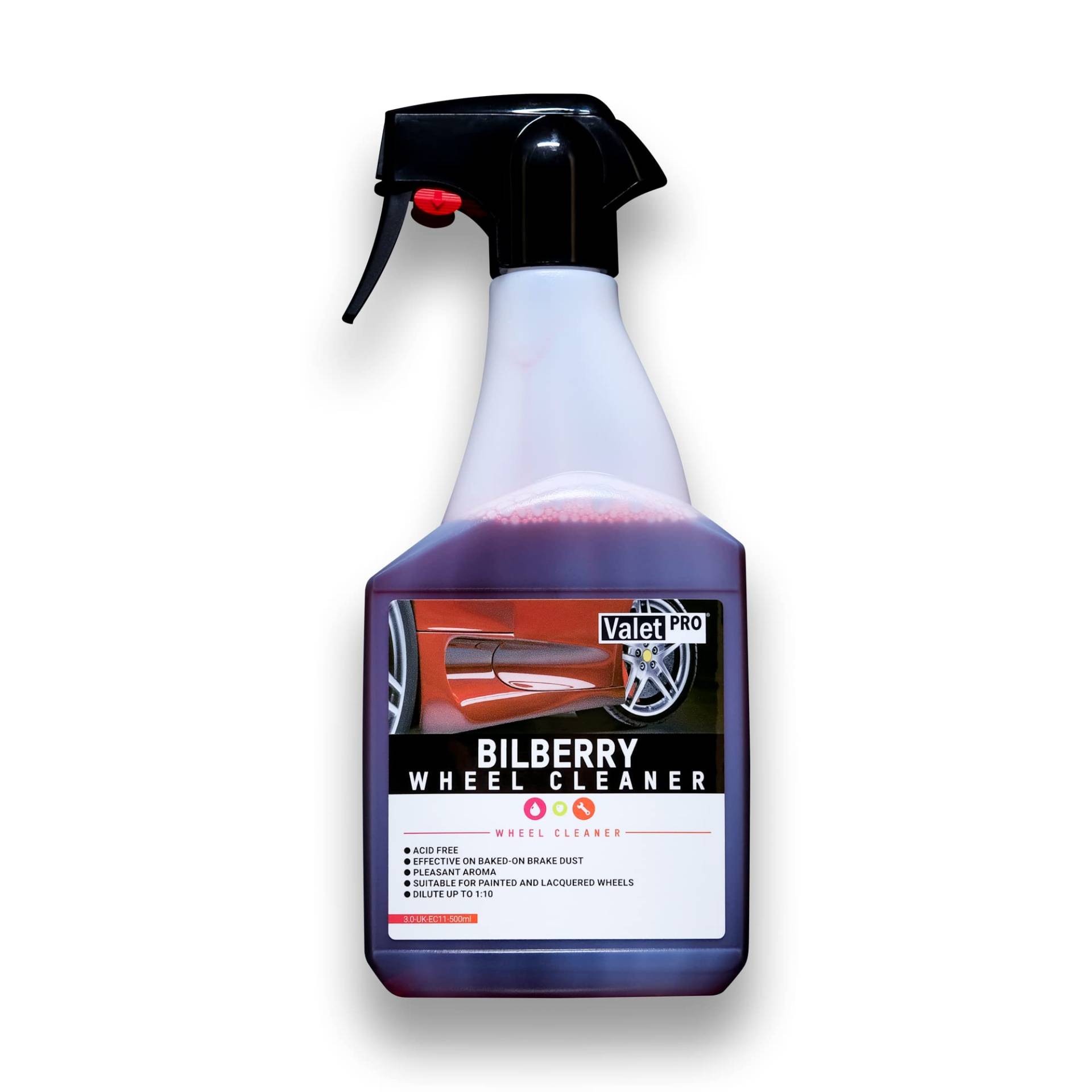 Valet Pro Bilberry Felgenreiniger, gebrauchsfertig, 500 ml, säurefrei perfekt für Chrom-, Stahl-, und Alufelgenreiniger zur Motorrad-, Fahrrad, oder Autofelgen von ValetPRO