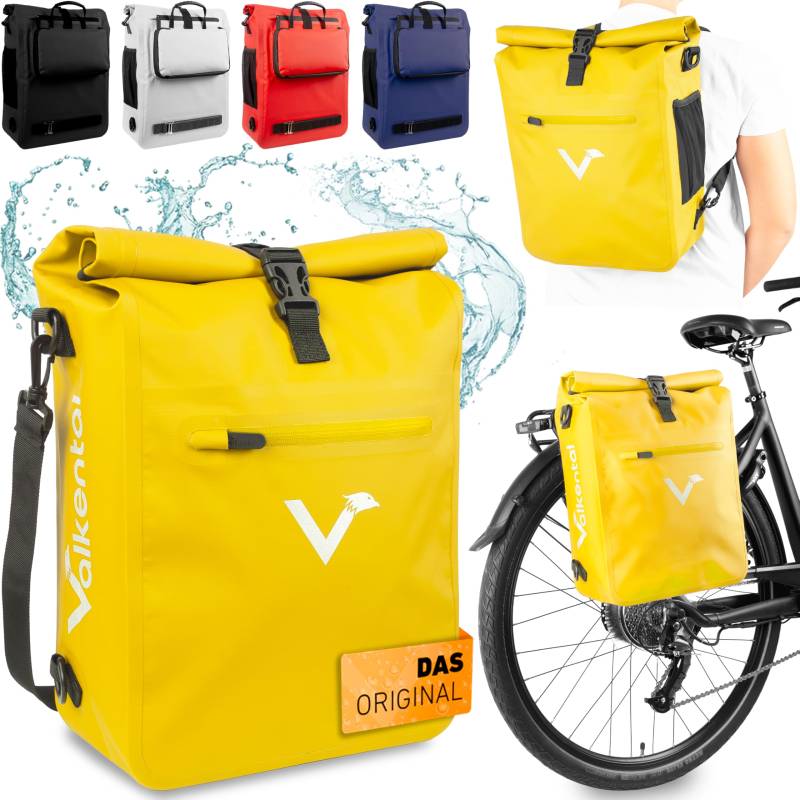 Valkental® 3in1 Fahrradtasche [Bis 25L] - Das Original - Geeignet als Gepäckträgertasche, Rucksack und Umhängetasche - 100% Wasserdicht & Reflektierend - Sichere Befestigung [Abschließbar] Laptopfach von Valkental