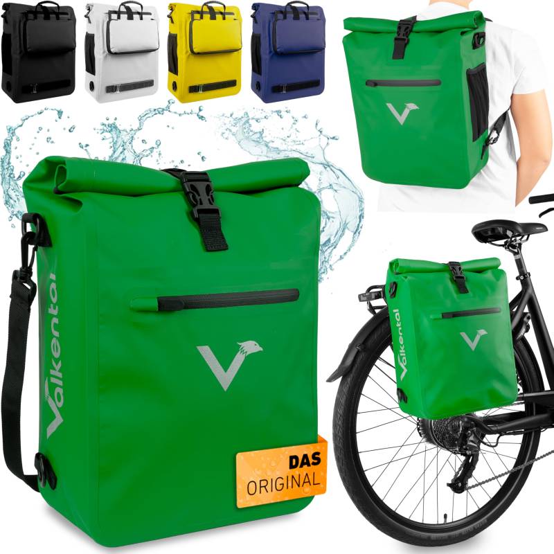 Valkental® 3in1 Fahrradtasche [Bis 25L] - Das Original - Geeignet als Gepäckträgertasche, Rucksack und Umhängetasche - 100% Wasserdicht & Reflektierend - Sichere Befestigung [Abschließbar] Laptopfach von Valkental