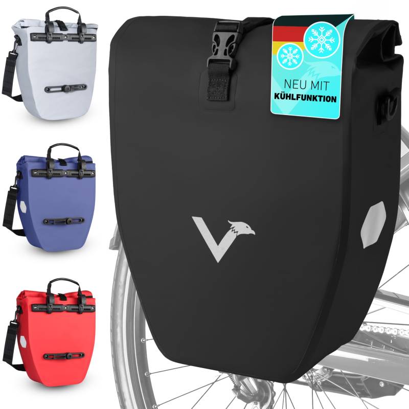 Valkental® Große & wasserdichte Gepäckträgertasche - Fahrradtasche für Gepäckträger mit großen Reflektoren [Abschließbar] Bombenfester Sitz - Mehrfach ausgezeichnet - Gefertigt für Langlebigkeit von Valkental