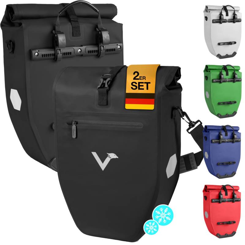 Valkental® Große & wasserdichte Gepäckträgertasche mit Kühlfunktion | Isolierende Fahrradtasche für Gepäckträger mit Reflektoren | Abschließbare Radtasche | Inkl. Umhängegurt von Valkental