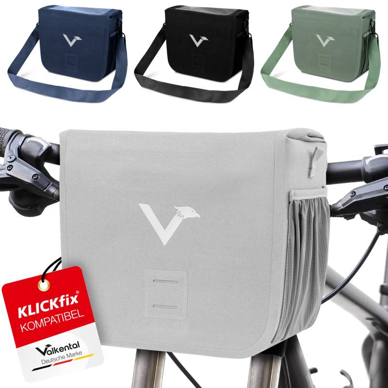 Valkental® x KLICKfix® - wasserdichte Lenkertasche | 7L Volumen | Robuste Fahrradtasche Lenker mit Magnetverschluss | Inkl. Handyfach | Lenkertasche Fahrrad | Lenkertasche Ebike | KLICKfix kompatibel von Valkental