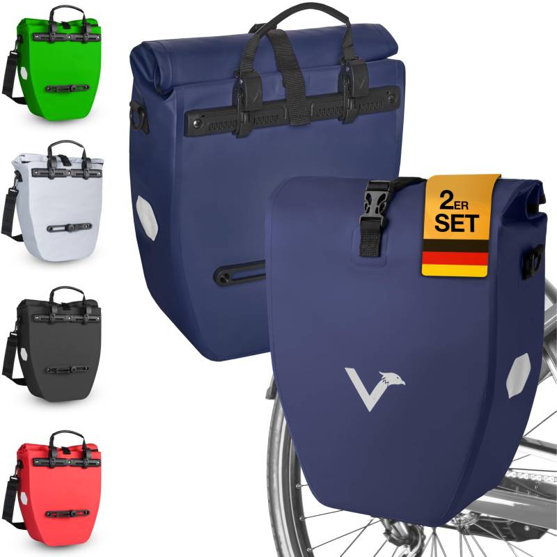 Valkental® Große & wasserdichte Gepäckträgertasche - Fahrradtasche für Gepäckträger mit großen Reflektoren [Abschließbar] Bombenfester Sitz - Mehrfach ausgezeichnet - Gefertigt für Langlebigkeit von Valkental