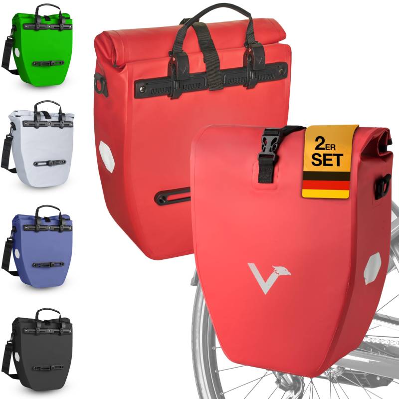 Valkental® Große & wasserdichte Gepäckträgertasche - Fahrradtasche für Gepäckträger mit großen Reflektoren [Abschließbar] Bombenfester Sitz - Mehrfach ausgezeichnet - Gefertigt für Langlebigkeit von Valkental