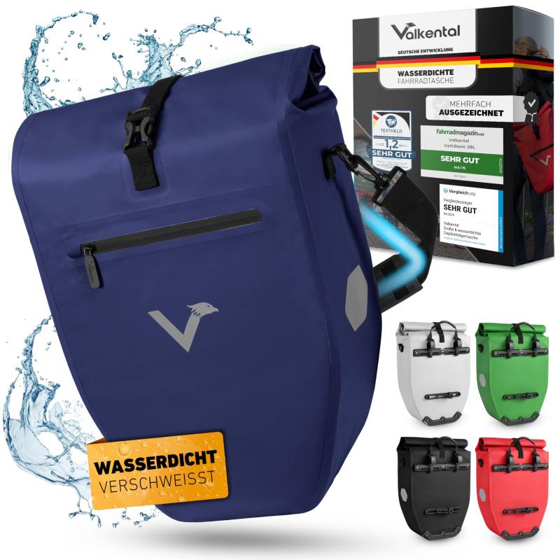 Valkental® Große & wasserdichte Gepäckträgertasche - Fahrradtasche für Gepäckträger mit großen Reflektoren [Abschließbar] Bombenfester Sitz - Mehrfach ausgezeichnet - Gefertigt für Langlebigkeit von Valkental