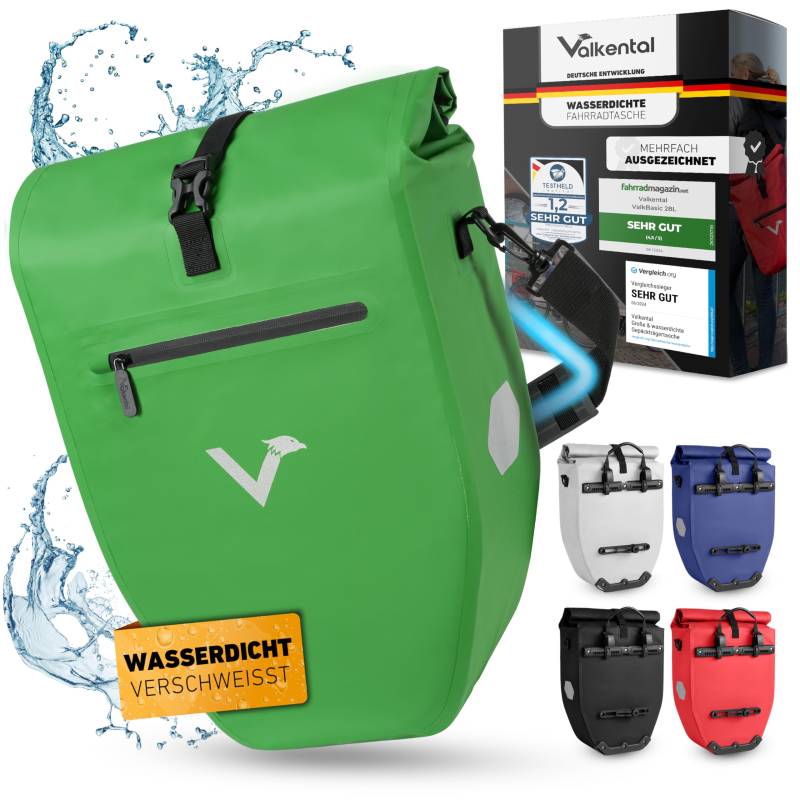 Valkental® Große & wasserdichte Gepäckträgertasche - Fahrradtasche für Gepäckträger mit großen Reflektoren [Abschließbar] Bombenfester Sitz - Mehrfach ausgezeichnet - Gefertigt für Langlebigkeit von Valkental