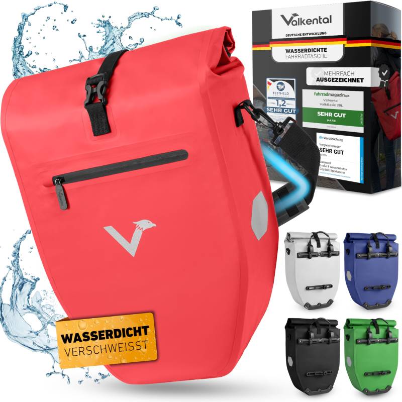 Valkental® Große & wasserdichte Gepäckträgertasche - Fahrradtasche für Gepäckträger mit großen Reflektoren [Abschließbar] Bombenfester Sitz - Mehrfach ausgezeichnet - Gefertigt für Langlebigkeit von Valkental