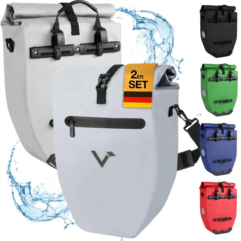 Valkental® Große & wasserdichte Gepäckträgertasche - Fahrradtasche für Gepäckträger mit großen Reflektoren [Abschließbar] Bombenfester Sitz - Mehrfach ausgezeichnet - Gefertigt für Langlebigkeit von Valkental