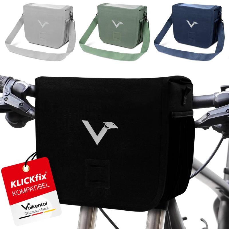 Valkental - Hochwertige & Nachhaltige Lenkertasche mit 7L Volumen | wasserdichte Fahrradtasche Lenker mit Magnetverschluss | Handyfach von Valkental