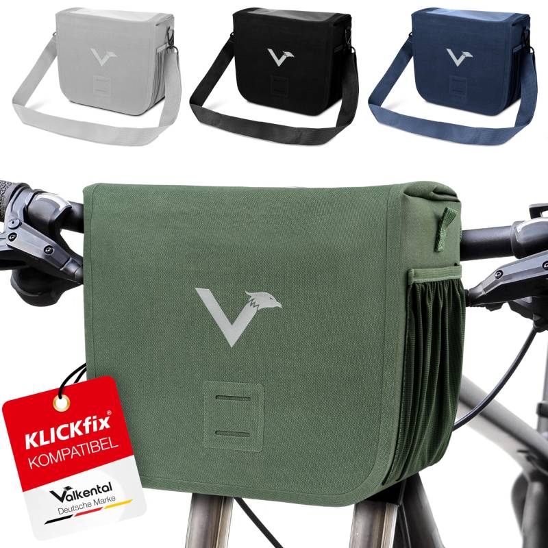 Valkental - Hochwertige & Nachhaltige Lenkertasche mit 7L Volumen | wasserdichte Fahrradtasche Lenker mit Magnetverschluss | Handyfach von Valkental