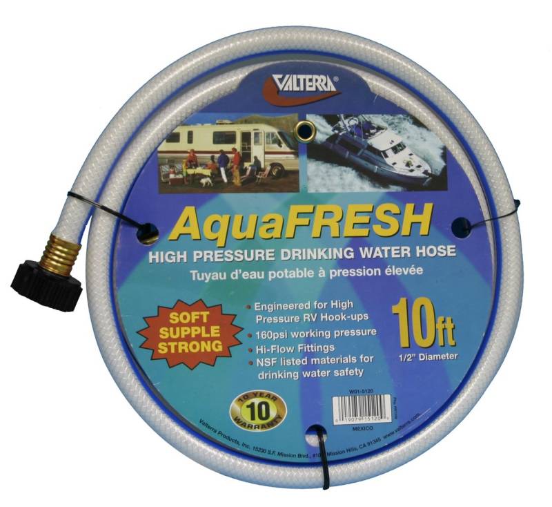 Valterra AquaFresh Hochdruck Trinkwasserschlauch, Wasserschlauch Hookup für Wohnmobil - 1,27 cm x 10 m, weiß von Valterra
