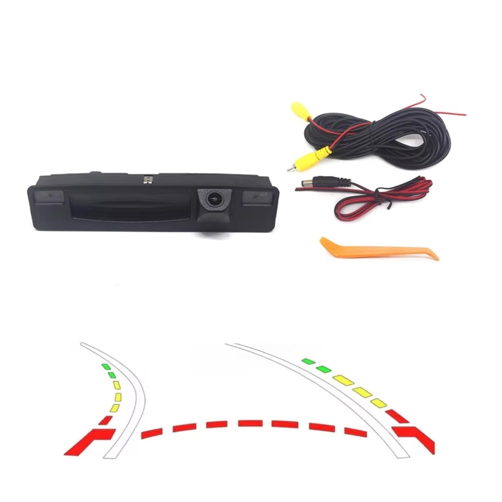Rückansicht Kamera Für Ford Für Focus Mk4 C519 2018 2019 2020 2021 CCD Nachtsicht Backup Reverse Rückansicht Kamera Full HD Kofferraum Griff Kamera Rückfahrkamera(Dynamic Trajectory) von Vamhhx
