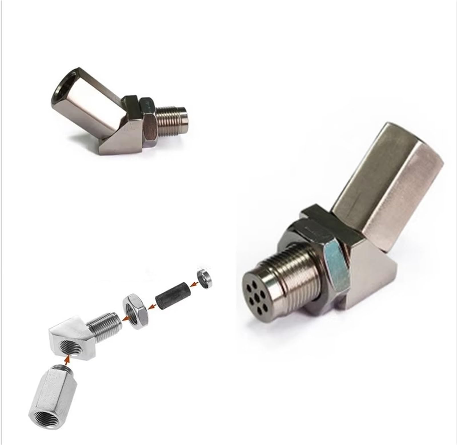 Sauerstoffsensoren Kleiner Katalytischer O2-Sauerstoffsensor-Abstandshalteradapter Motorlicht CEL-Check Bung Universal 90 Grad 135 Grad 180 Grad Lamdasonde(135 Degree Spacer) von Vamhhx