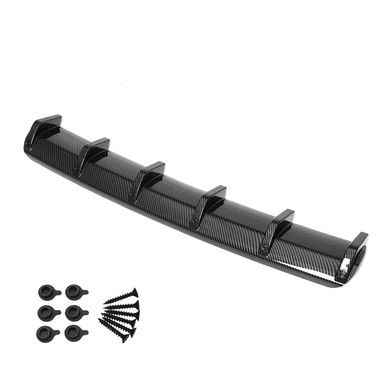 Spoiler Universal 90CM Auto Heckstoßstangenlippe Diffusor Automoble Protector 6 Fin Shark Fin Style Auto Heckstoßstangenspoiler Heckspoiler(Bright Carbon Fiber) von Vamhhx
