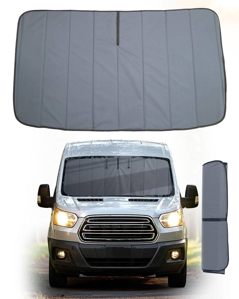 Vanhoxcci Magnetische Windschutzscheibenabdeckung, isolierte Verdunkelungsfensterabdeckungen, passend für Ford Transit-Fensterabdeckungen, mittleres und hohes Dach 2015–2024, Grau von Vanhoxcci