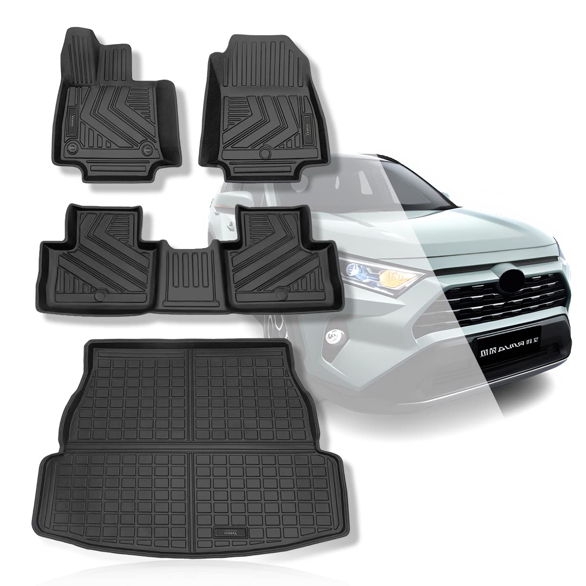 Nother Auto Fußmatten & Cargo Liner Auto Kofferraum Matten Set Kompatibel für Toyota Rav4 2019 2020 2021 Gummimatte Allwetterschutz Nother Auto Fußmatten & Cargo Liner Auto Kofferraum Matten Set Kompatibel für Toyota Rav4 2019 2020 2021 Gummimatte Allwetterschutz von Vanseno