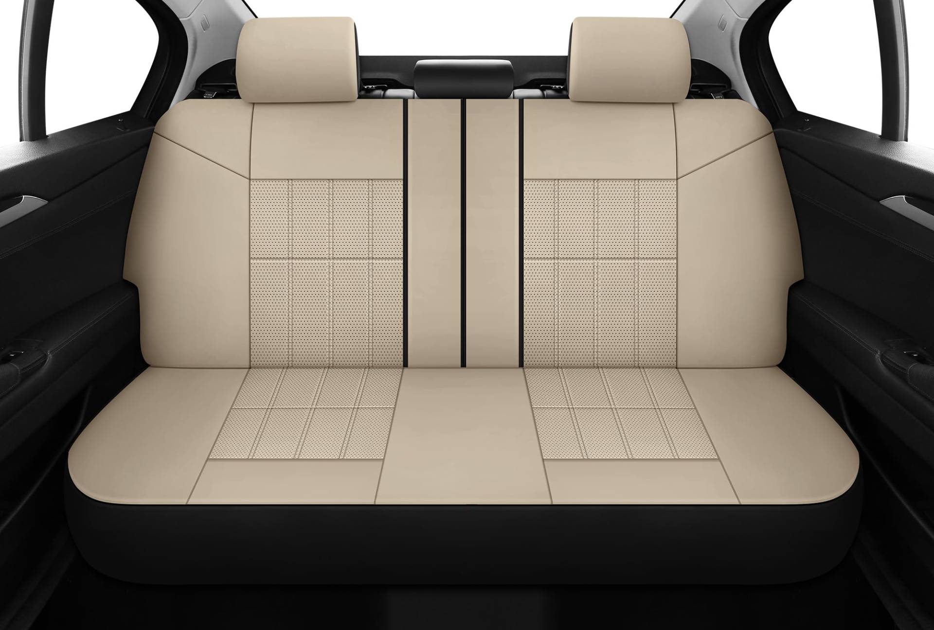 VarCozy Kunstleder Autositzbezüge Hinten Set, Split Rückbank Sitzbezüge für Auto, Universal Sitzbezüge für SUV, Limousine, Van, Automotive Interior Covers Airbag Kompatible, Beige VarCozy Kunstleder Autositzbezüge Hinten Set, Split Rückbank Sitzbezüge für Auto, Universal Sitzbezüge für SUV, Limousine, Van, Automotive Interior Covers Airbag Kompatible, Beige von VarCozy