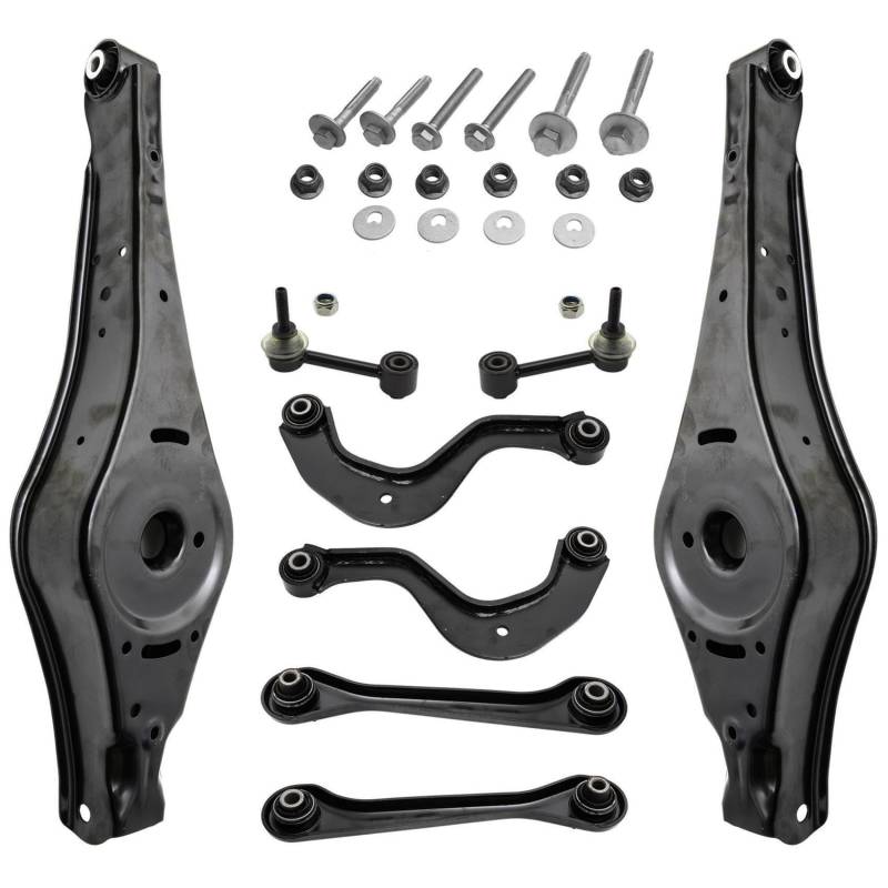 Various 2x Federaufnahme 4x Querlenker unten hinten Schrauben 2x Koppelstange Hinterachse links rechts - Schwarz - Universelle Passform - Karton - 2 Count - Control Arm - Fahrzeuglenkerarm von various