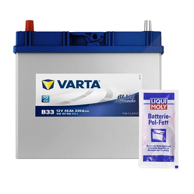 Varta Starterbatterie BLUE dynamic 45 Ah 330 A B33+10g Pol-Fett für Daihatsu, Geely, Honda, Lotus, Mazda, Mitsubishi, Nissan, Rover, Subaru, Suzuki, T von Varta