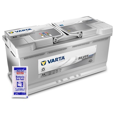 Varta Batterie 105Ah H15 (A4) Silver Dynamic AGM xE + 10g Pol-Fett [Hersteller-Nr. 605901095D852] für Alpina, Audi, Bentley, BMW, Citroën, Fiat, Genes von Varta