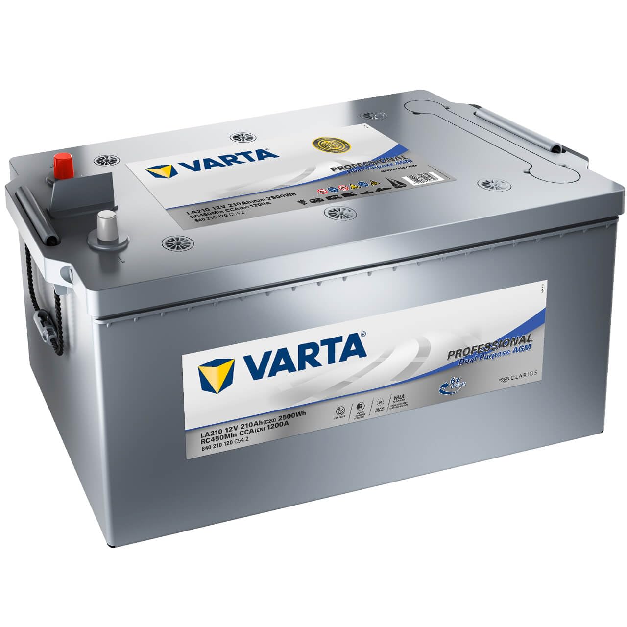 VARTA Professional Dual Purpose AGM Batterie für Caravans, Wohnmobile & Boote – 12V 210Ah 1200A (LA 210) – Versorgerbatterie & Starterbatterie in einem von VARTA