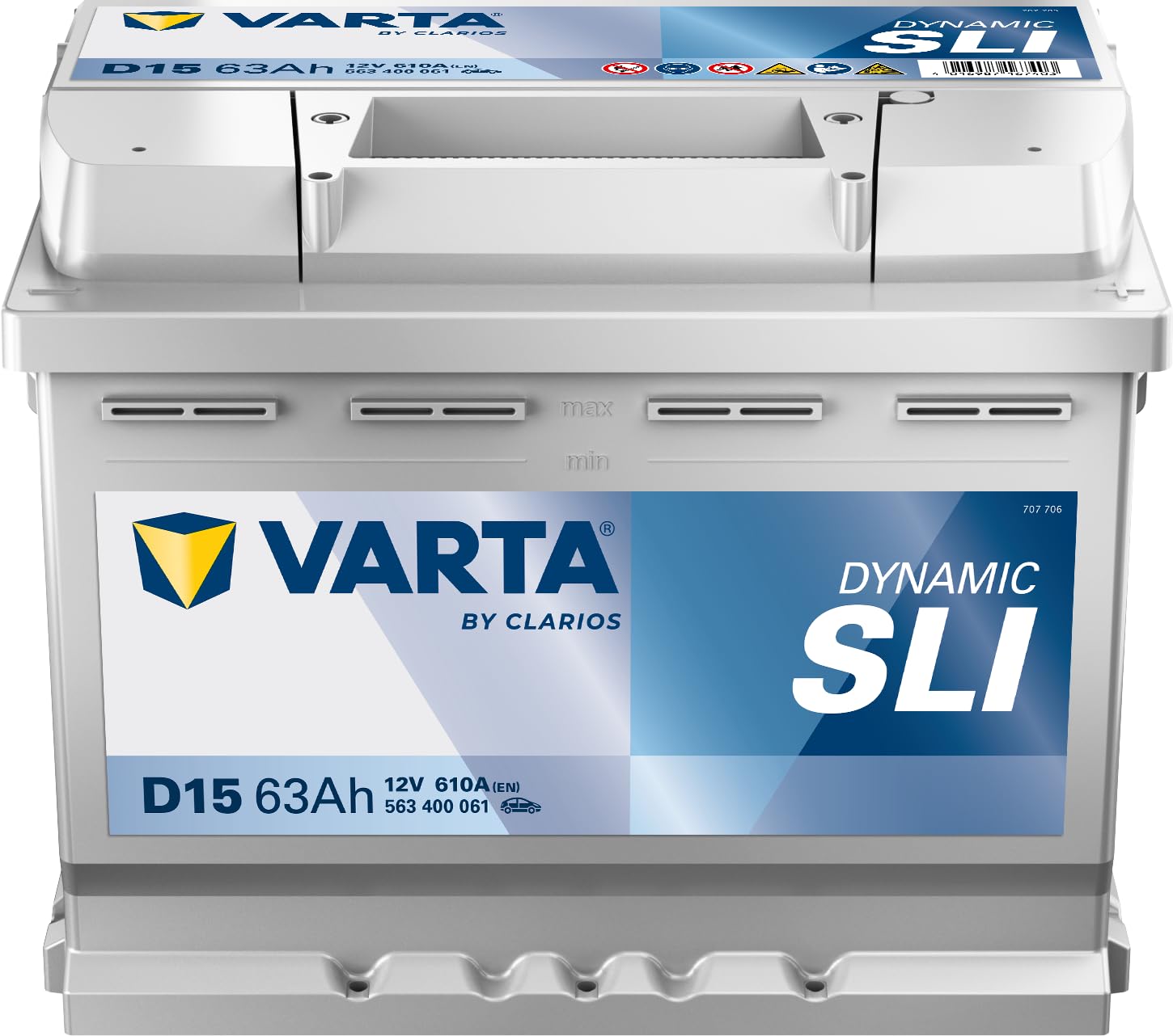 VARTA Silver Dynamic D15 Autobatterie, 563 400 061, 12 V, 63 Ah, 610 A von Varta