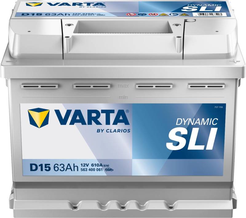 VARTA Silver Dynamic D15 Autobatterie, 563 400 061, 12 V, 63 Ah, 610 A von Varta