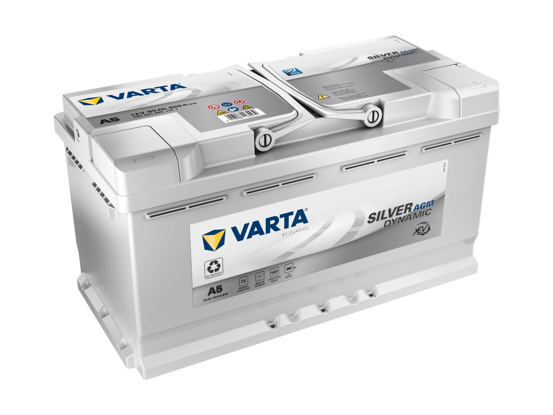 VARTA Silver Dynamic AGM Autobatterie speziell für Start-Stop-Technologie, A5 95AH 850A 353/175/190 von Varta