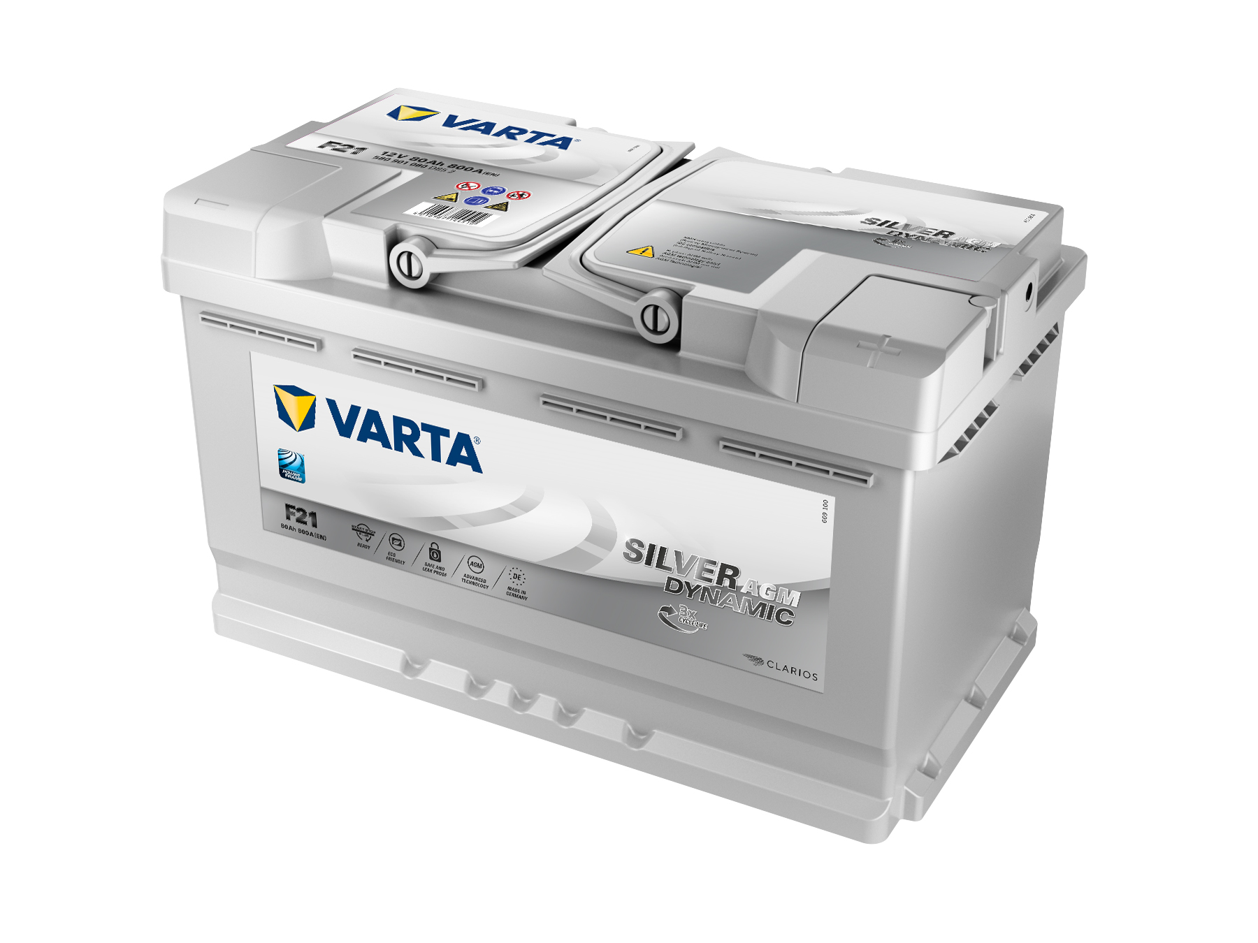 VARTA Silver Dynamic AGM Autobatterie speziell für Start-Stop-Technologie, F21, 580 901 080, 80 Ah, 800 A von Varta