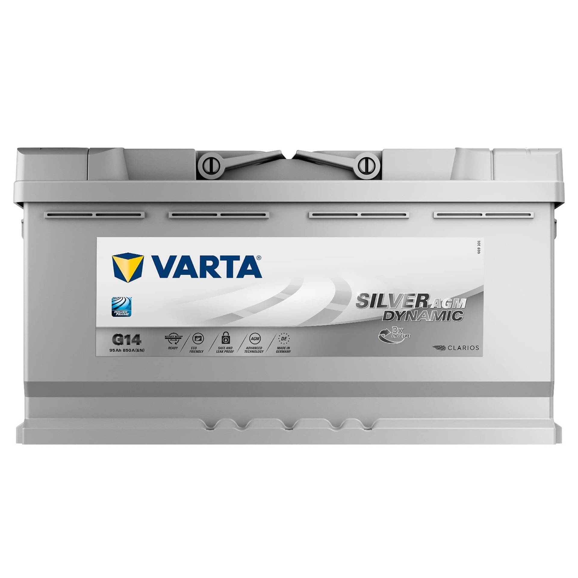 Varta G14 Silver Dynamic AGM 595901085D852 Autobatterie 12V 95Ah /850A,weiß von Varta