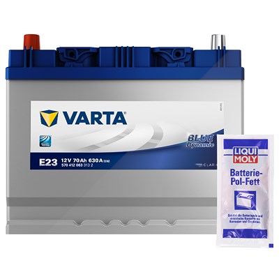 Varta Starterbatterie BLUE dynamic 70Ah 630A E23+10g Pol-Fett für Alpine, BMW, Chrysler, Daihatsu, Ford, Glas, Honda, Hyundai, Infiniti, Isuzu, Jaguar von Varta